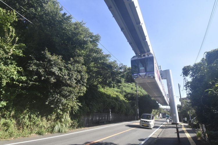 宙吊りになったモノレールは、まるで遊園地のコースターのように楽しい。