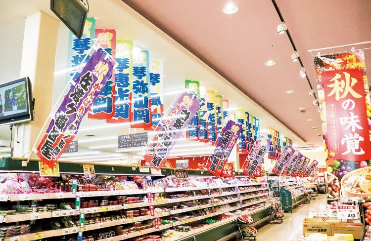 相撲の幟（のぼり）に圧倒される。