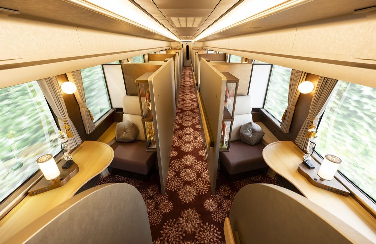 2024年10月5日にデビューする「はなあかり」のスーペリアグリーン車（写真＝JR西日本）。