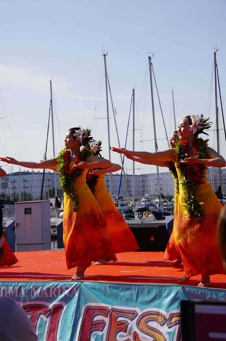 フラの優雅な動きに癒やされる。