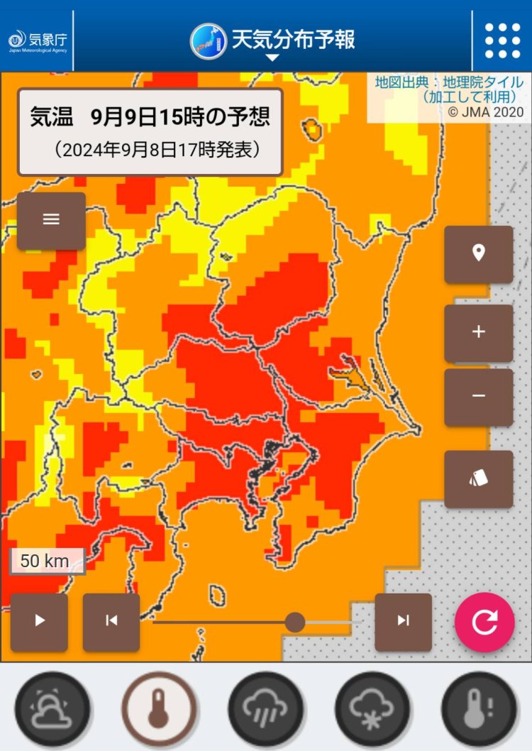 地域や時間ごとの気温の変化がわかれば、服装選びにも役立つ！（画像＝気象庁）。