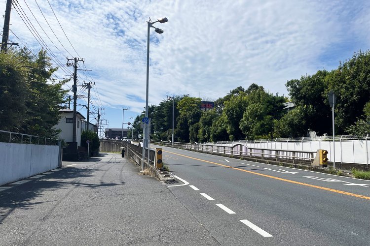 JR東海道本線などの線路をいくつも越える藤沢跨線橋。