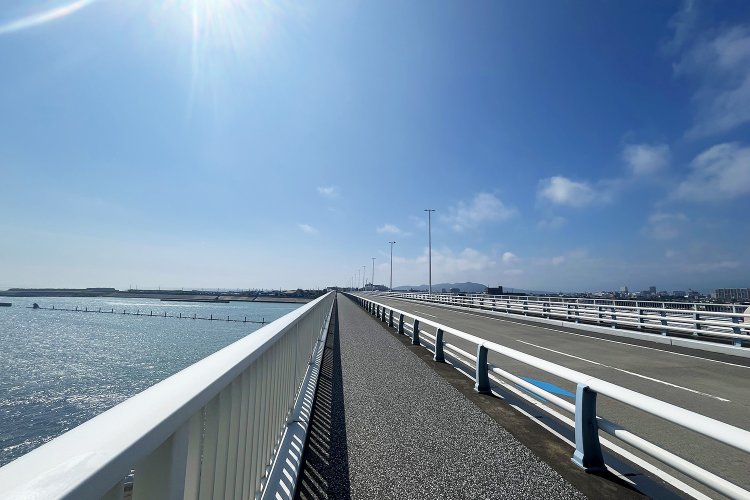 橋の上は海風も直にぶつかる吹きっさらし。