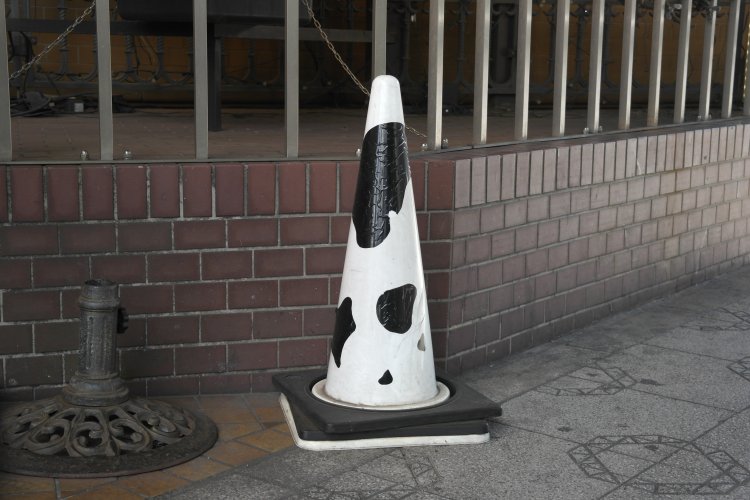 肉の万世の牛柄コーン。