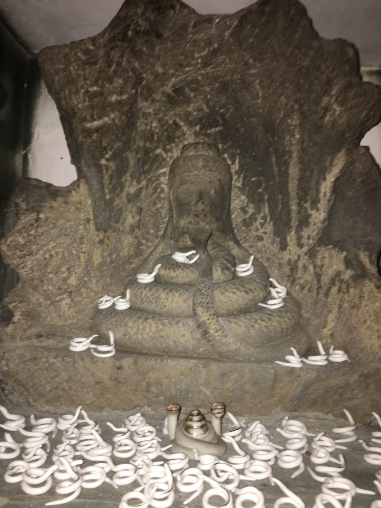 洞窟の一番奥に祀られている宇賀神。