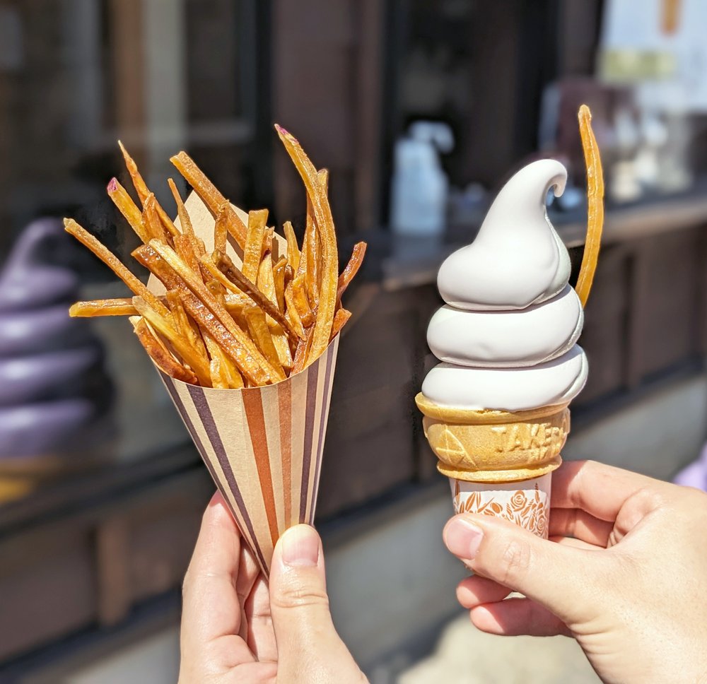 甘党なら菓子屋横丁へ！揚げたて芋けんぴ＆ソフトクリームを食べ歩きする幸せ。『菓匠右門 川越けんぴ工房直売店』