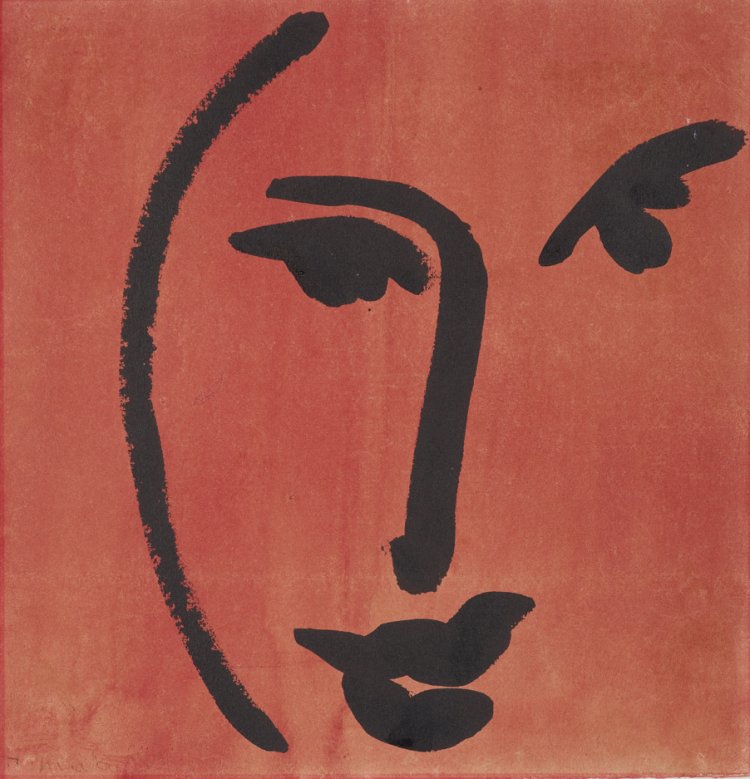 長年アンリ・マティスを愛する松任谷由実はマティスを想い新曲「小鳥曜」を制作。アンリ・マティス『顔』筆と墨／紙、24×23cm 1951年 読売新聞社。