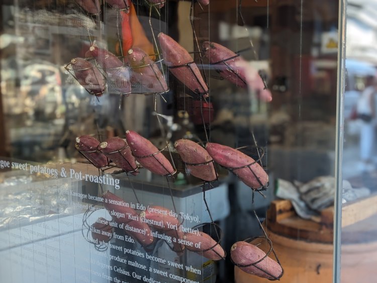 ガラス越しに工房をのぞくことができる。奥に見える壺で、遠赤外線を用いて壺焼きにする。