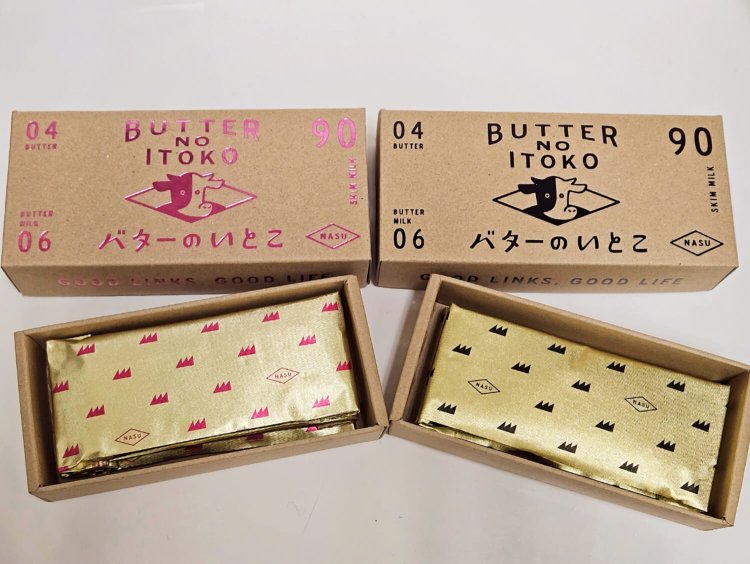 バターのいとこ（3枚入り）チョコ味/ミルク味 各972円。