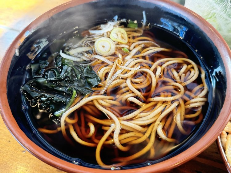 かけそばのツユはかえしが濃いめながら、ダシの香りもしっかりある。