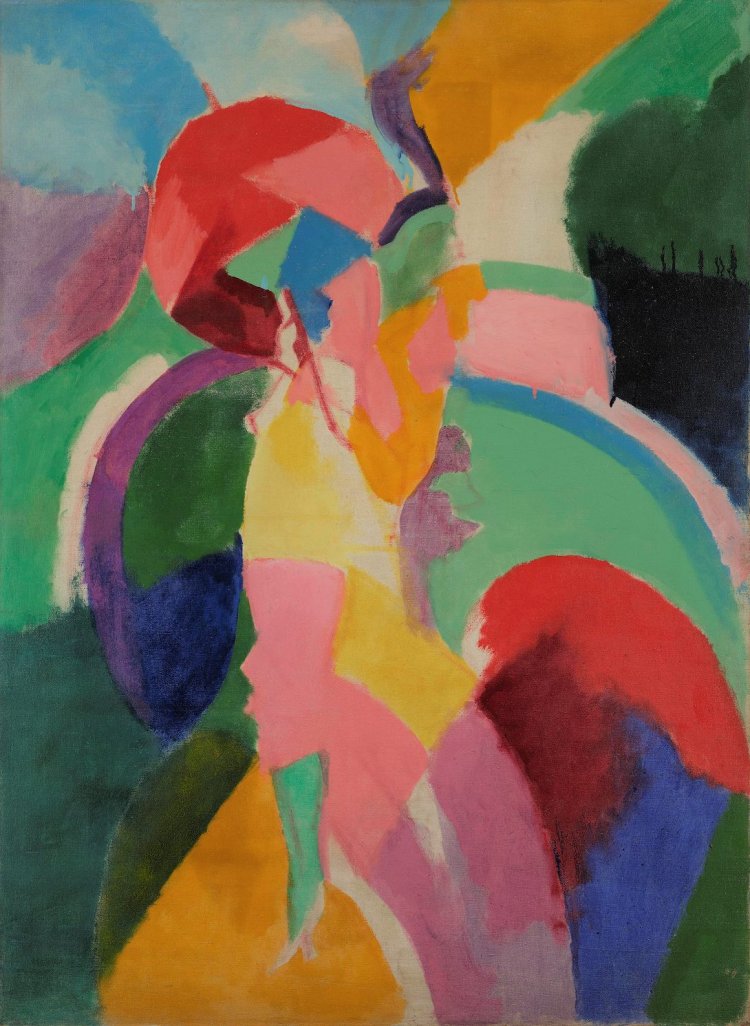 ロベール・ドローネー《傘をさす女性、またはパリジェンヌ》1913年『ポーラ美術館』。