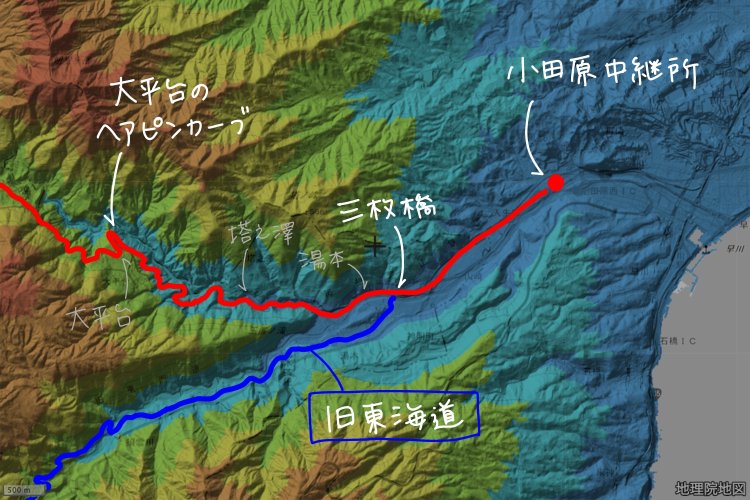 国土地理院地図の標準地図に標高図・陰影起伏図を重ねて加工。