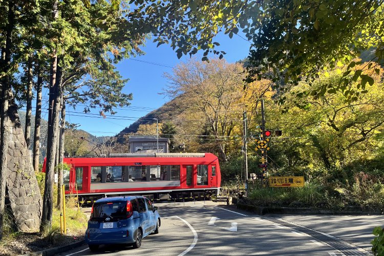 踏切を渡って振り返ったところ。