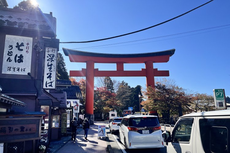 箱根神社の第一鳥居をくぐる。