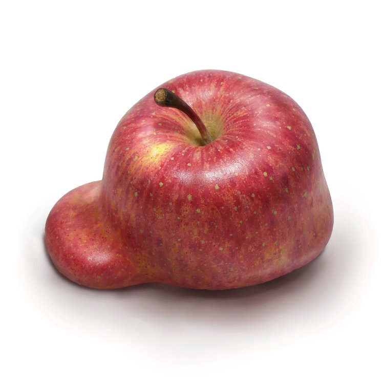 Apple, 2023 年 林檎材に油絵具。