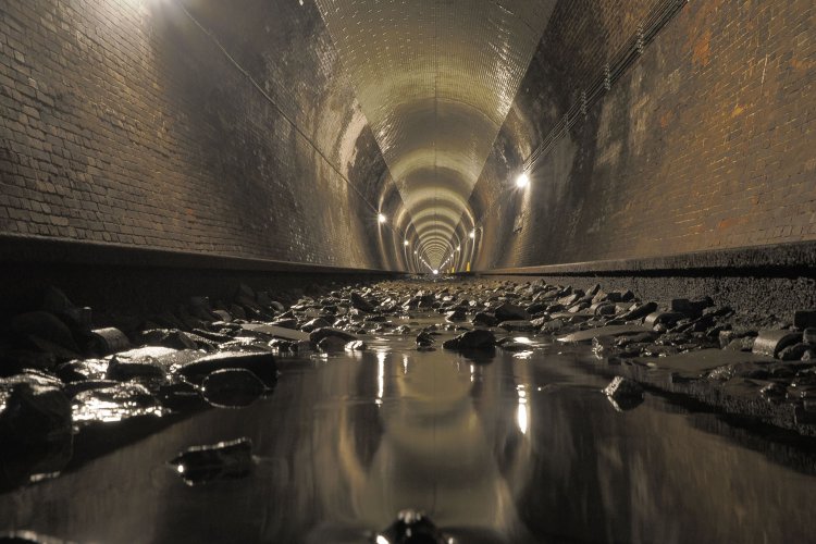 レールの中心部から水が湧き出ていた。水面が鏡面にならないということはわずかながら流れている。
