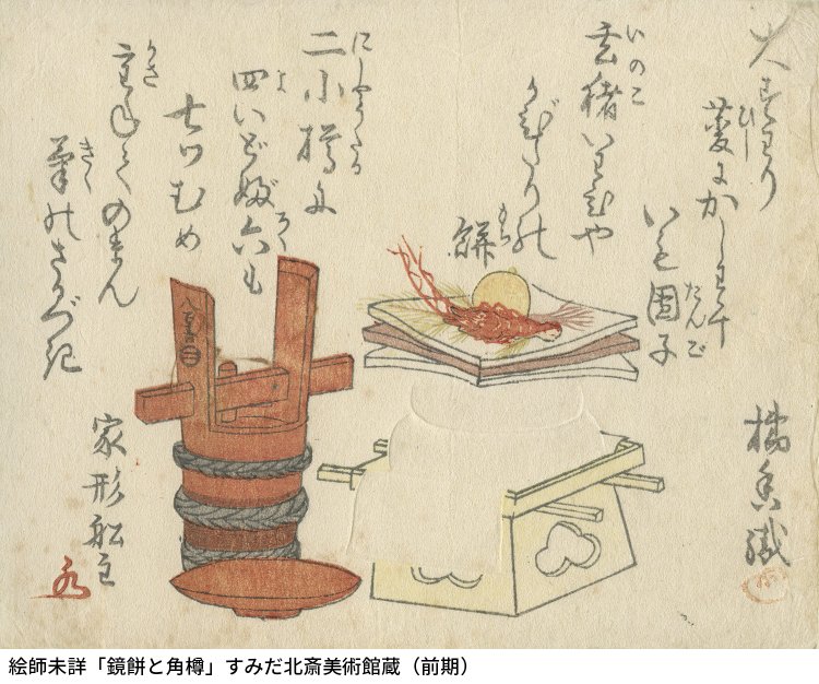 絵師未詳「鏡餅と角樽」すみだ北斎美術館蔵（前期）