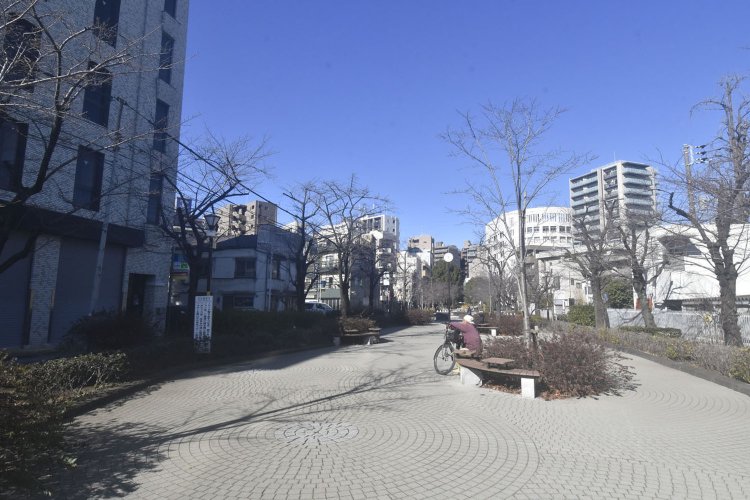 かつての山谷堀は長細い公園に生まれ変わった。