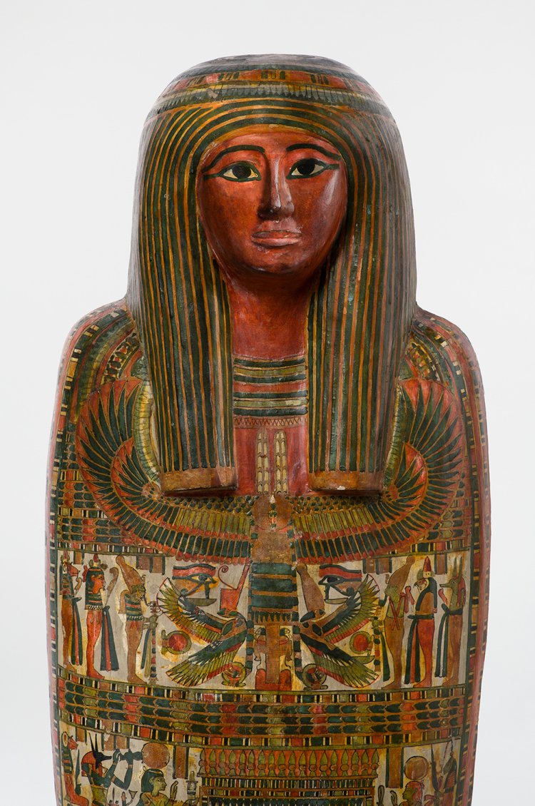 《神官ホル（ホルス）のカルトナージュとミイラ》（部分）前760～前558年頃 『ブルックリン博物館』蔵 Photo: Brooklyn Museum