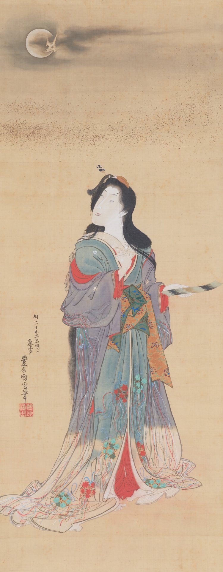 豊原国周「遊女とほととぎす」 個人蔵 前期展示。