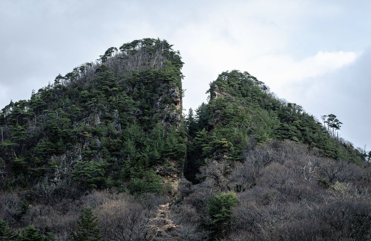 佐渡金山のシンボル・道遊の割戸。手掘りによる採鉱の痕跡だ（撮影＝永島岳志）。