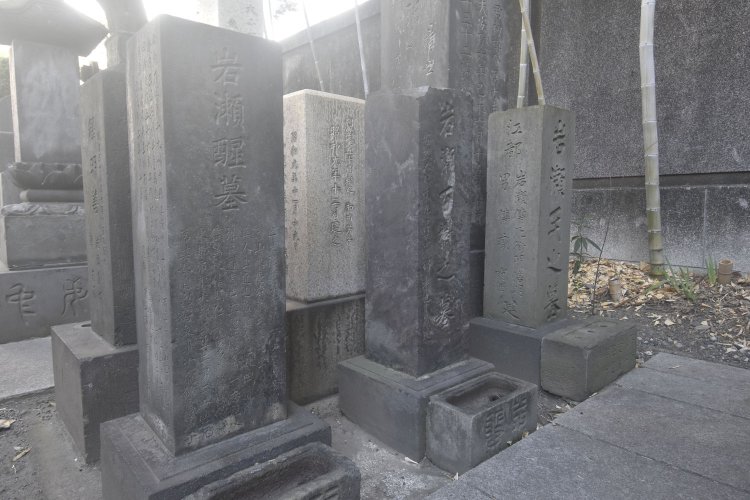 山東京伝（岩瀬醒〈さむる〉）・京山（岩瀬百樹）兄弟の墓。