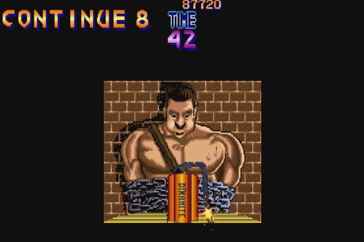 『ファイナルファイト』でゲームオーバーになると出てくるコンティニュー画面は煽られ感が強い。この画面を見るのをつらく感じた人も多いのでは。