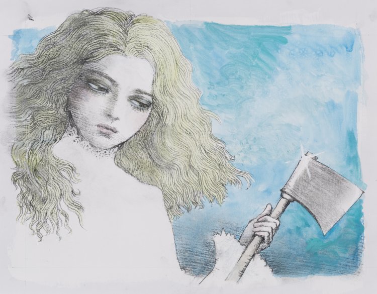 『きんのおの』原画 2017年 著＝蜂飼耳 岩崎書店 (C)AQUIRAX。