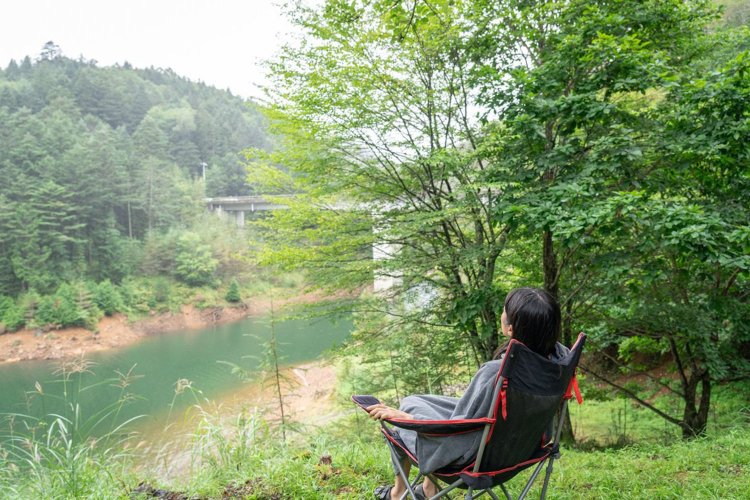もちろん外気浴も乙女湖のほとりで。