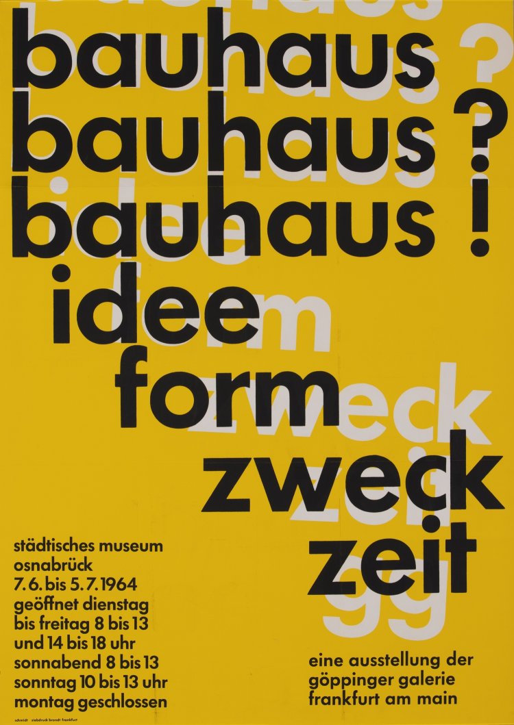 ヴォルフガング・シュミット《展覧会「バウハウス思想/形/目的/時間」》 1964年　ポスター　A5コレクション デュッセルドルフ蔵。