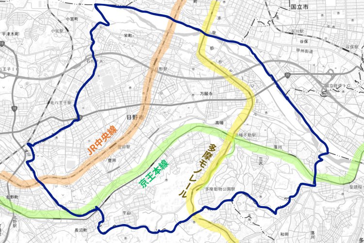 地理院地図（国土地理院）より、電子国土基本図（一部、小縮尺地図[20万分1]の情報を含む。ズームレベル12～14）を加工して作成。