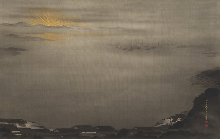 狩野了承《二十六夜待図》個人蔵。