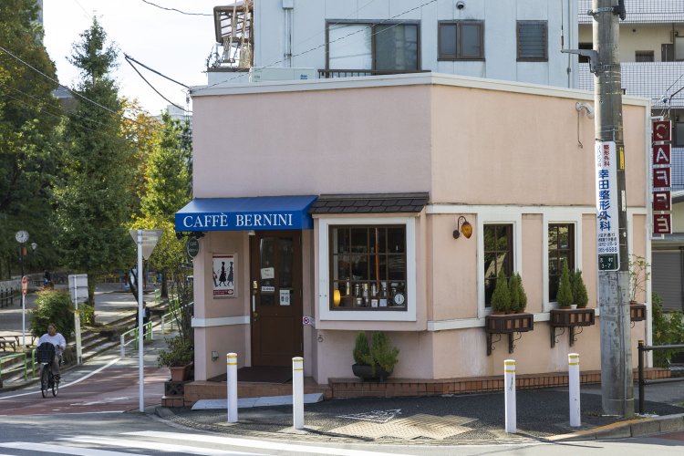 公園の緑を前にしたロケーション。