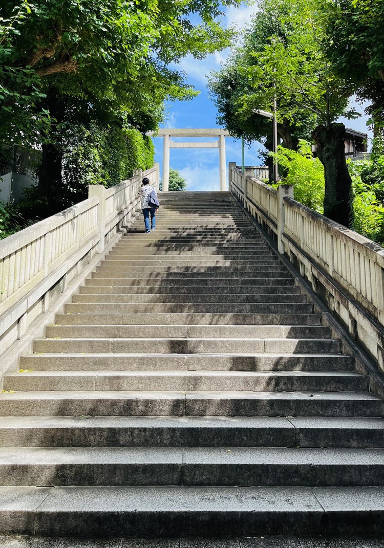 小石川にある簸川（ひかわ）神社へつづく階段。
