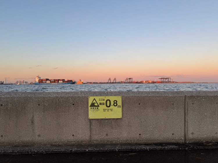 向こうに見えるのは中央防波堤。