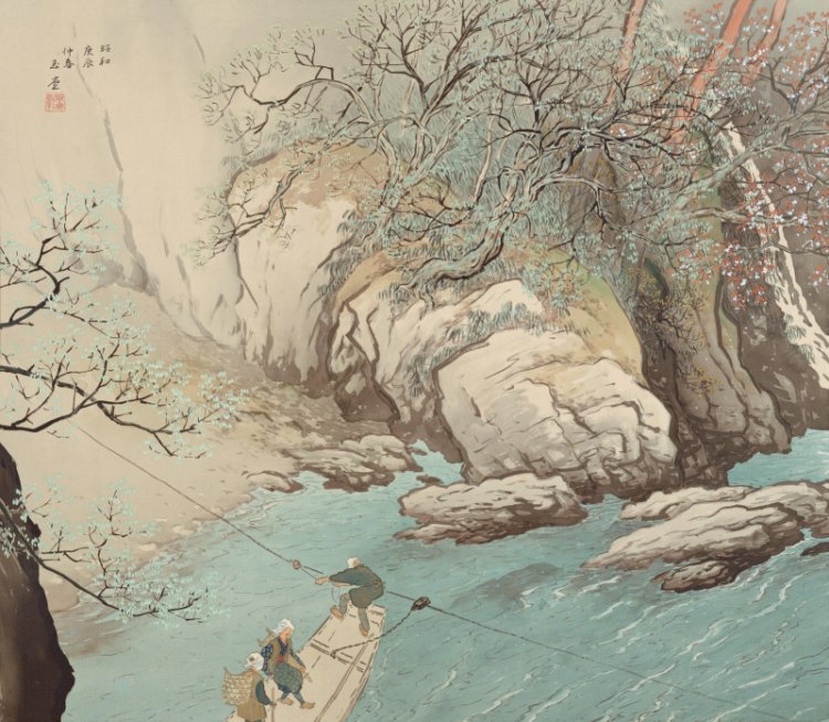 川合玉堂《春風春水》1940(昭和15)年 絹本・彩色『山種美術館』。