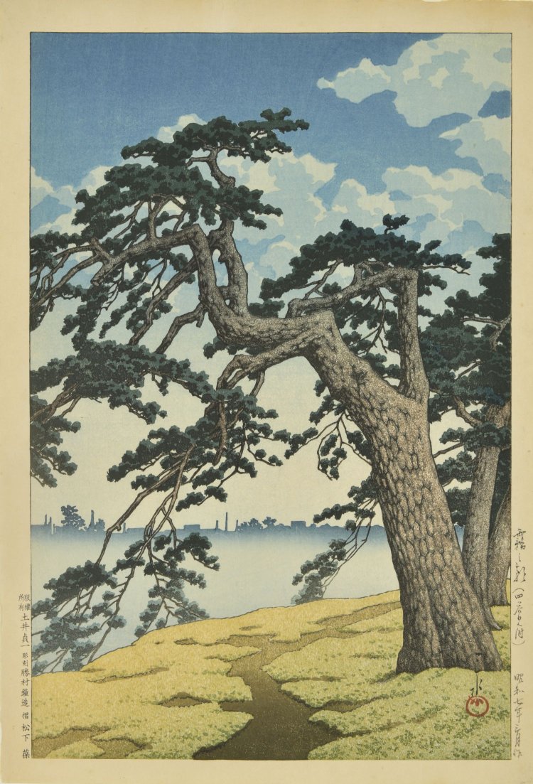 川瀬巴水《霧之朝（四谷見附）》1932年 木版。