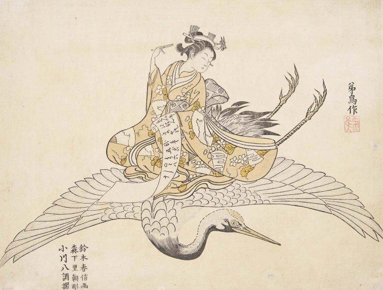 絵暦／鈴木春信「やつし費長房」明和2年（1765）太田記念美術館蔵。