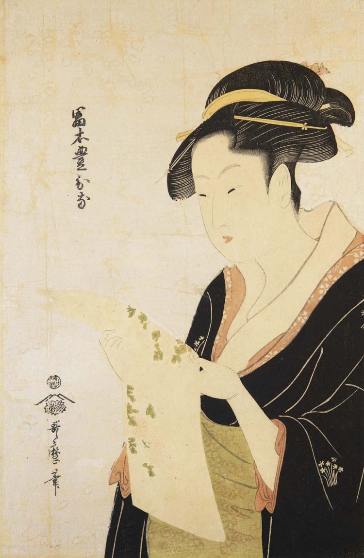 喜多川歌麿「富本豊ひな」寛政5年（1793）頃　太田記念美術館蔵。