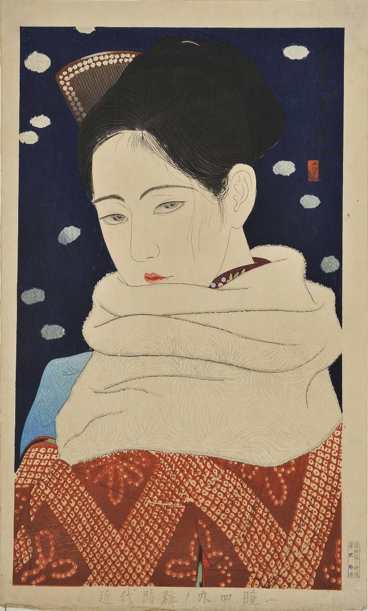 小早川清《近代時世粧 瞳》1930年 木版。