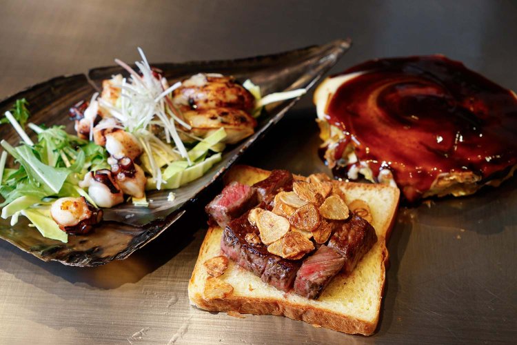 黒毛和牛（宮崎牛）ステーキ3960円、明石産の活タコ1400円。コースは6000円～。