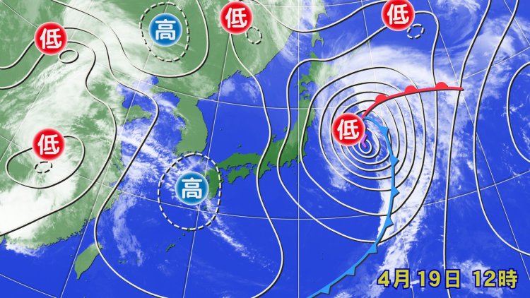 春は数日ごとに低気圧と高気圧が通過して、天気が変わりやすい（画像＝ウェザーマップ）。