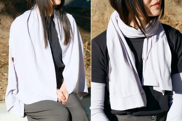 ファイバードライ ショール＆ストール　グレー1089円。