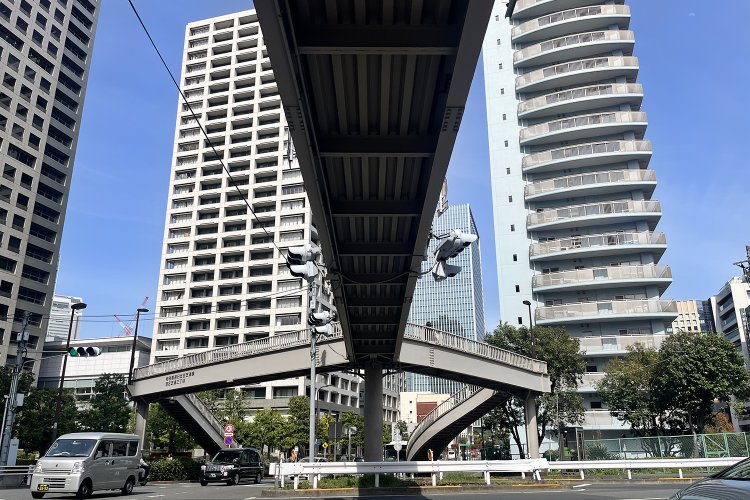 西側の地面から見上げるとこんな感じ。