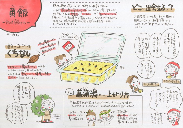 愛知県尾張地方で端午の節句に食べるのは、黄色いおこわ？