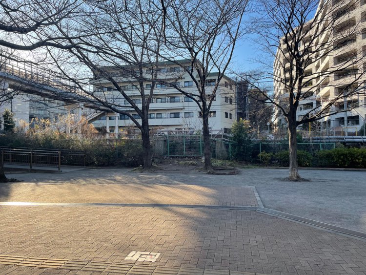 線路の下を水路が通る。左下から真ん中の柵が少し盛り上がっているところへと水路が続いているようだ。