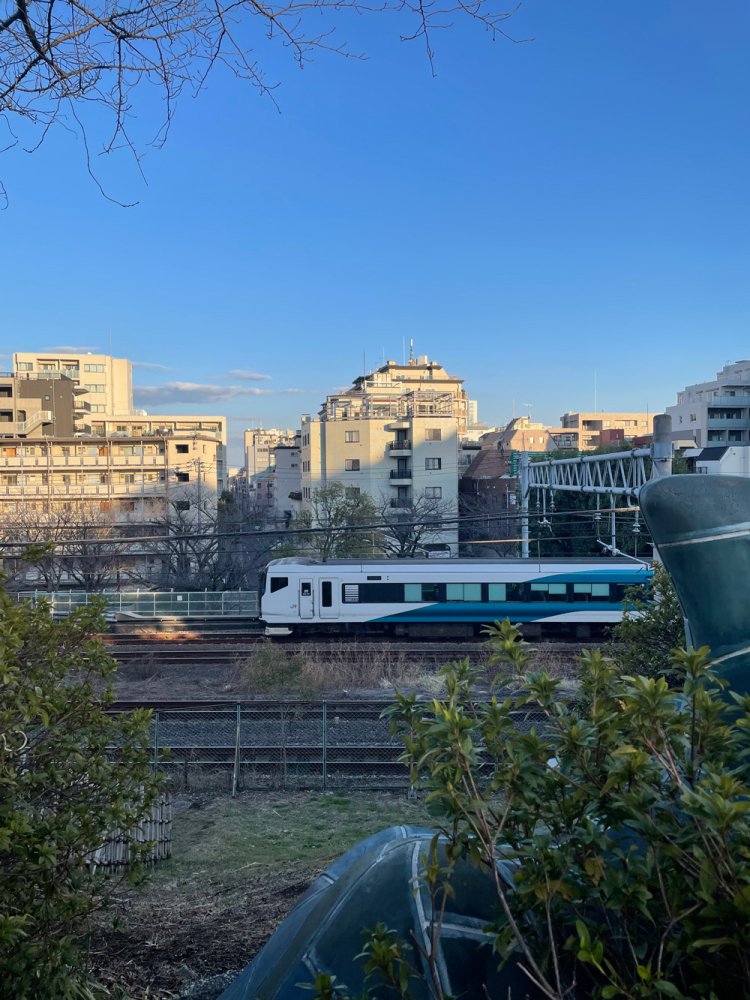 線路の向こう側との高低差。