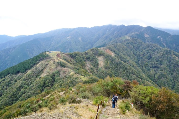 三ノ塔から丹沢の表尾根を望む。左中央部は烏尾山。
