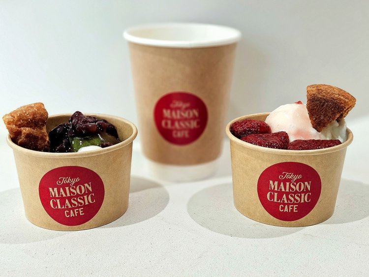 茹で小豆＆宇治抹茶ジェラート880円、苺のコンフィチュール＆濃厚ミルクジェラート880円、ドリップコーヒー550円。