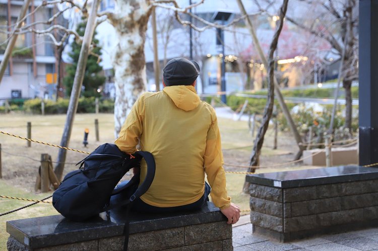 淡路公園で最後の休憩。